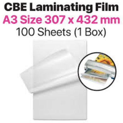 LAMINATOR FILM, SIZE: A3, 100 SHEETS / BOX
