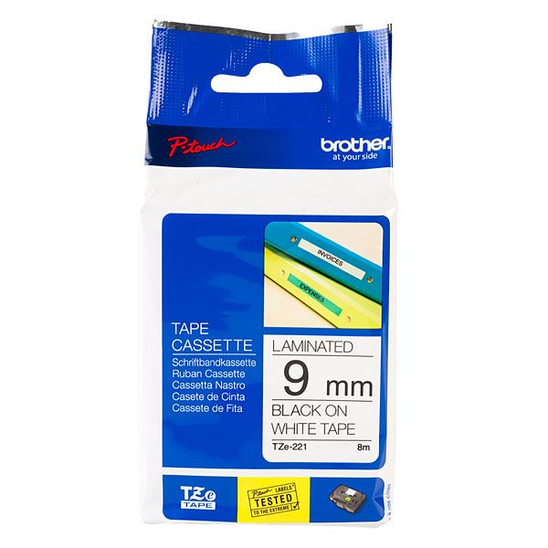 BROTHER LABEL THERMAL TAPE MK221 BLACK ON WHITE 9MM