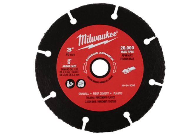 Milwaukee 3" (76mm x 10mm) Carbide Abrasive General Purpose Blade (For M12 FCOT) 4932-4647-16