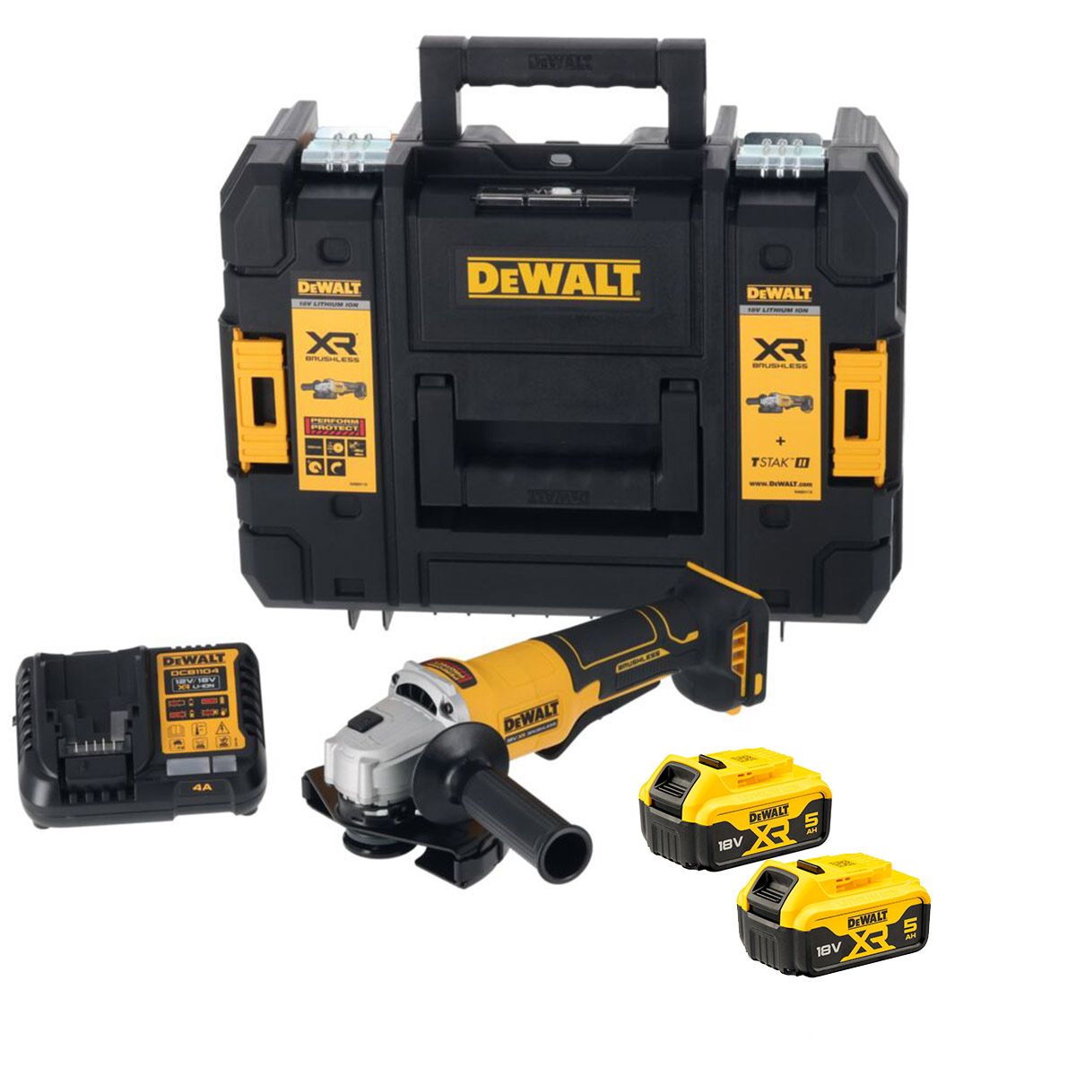Dewalt 20V MAX BL SAG GRINDER KIT SET (2x DCB184 Battery + 1x DCB1104 Charger + TSTAK Box)
