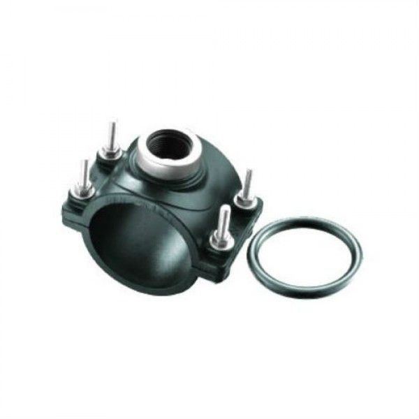 ATKC HDPE Clamp Saddle (Mechanical Type) with Galvanized (GI) Bolt & Nut Female Threaded 90MM (DIA) x 1/2"