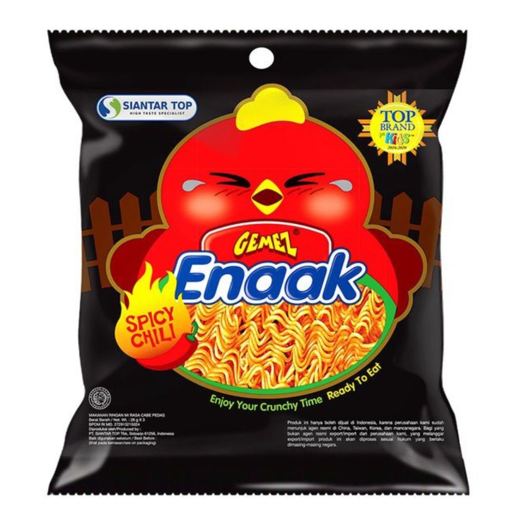 GEMEZ ENAAK SPICY CHILI SNACK SPICY NOODLES 10 PCS X 16G