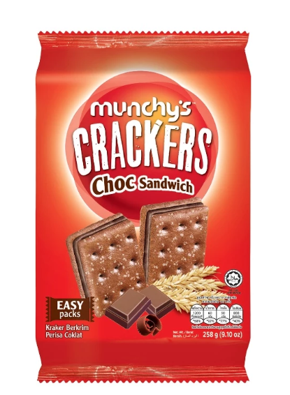 MUNCHY'S  CRACKERS  CHOCOLATE CREAM SANDWICH  258G X 12