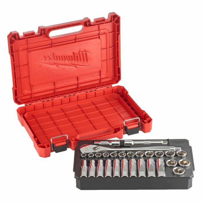 Milwaukee 1/2” Drive Metric 28pc Ratchet & Socket Set 4932-4718-64