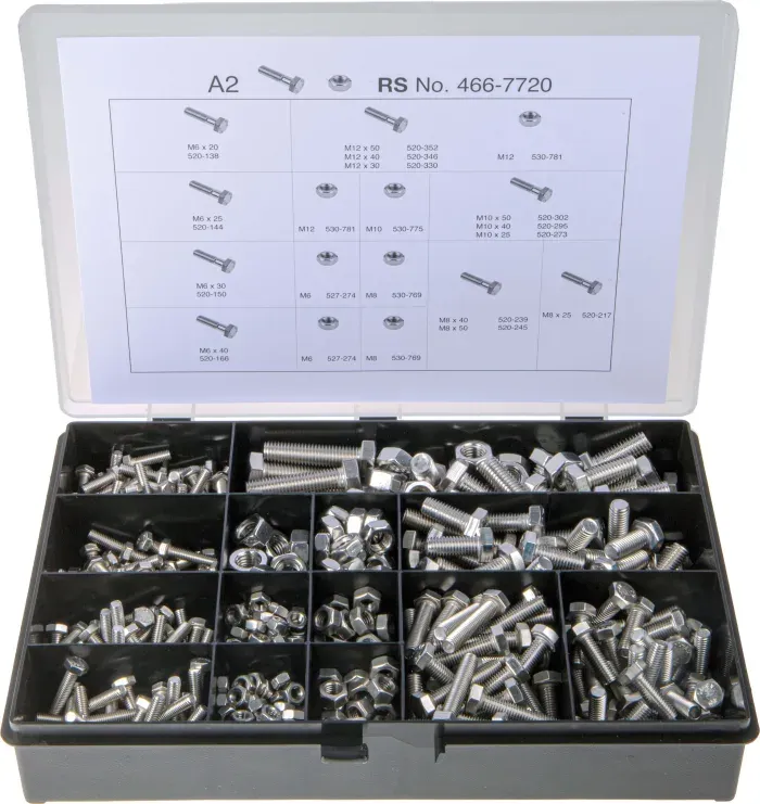 RS PRO Steel 1190 Piece Phillips Drive Screw/Bolt Kit