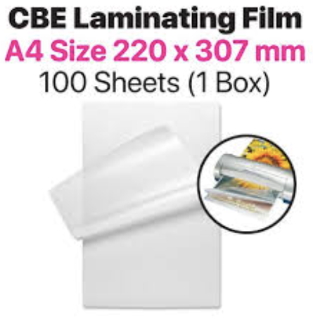 LAMINATOR FILM, SIZE: A4, 100 SHEETS 