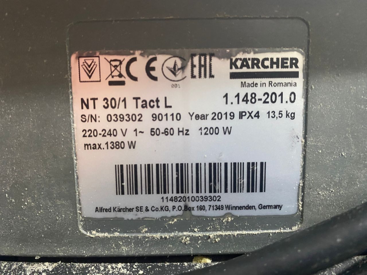 Kärcher NT 30/1 Tact L wet and dry vacuum cleaner. 