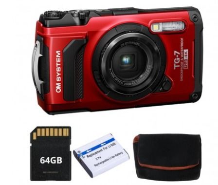 OM SYSTEM Tough TG-7 Waterproof Digital Camera TG7 Free 64GB + OEM Battery + Case