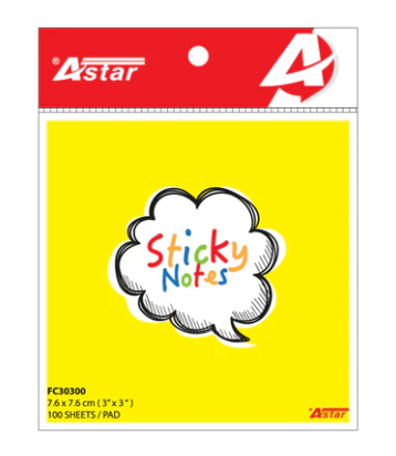ASTAR STICKY NOTE FLUORESCENT COLOUR  3 X 2