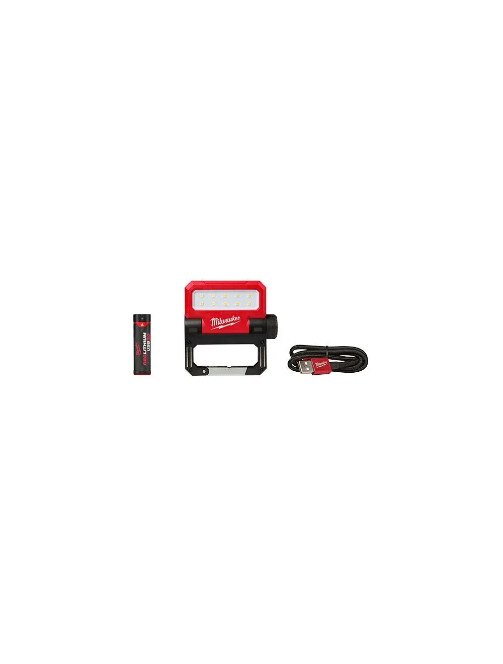 Milwaukee (LED Light) REDLITHIUM™ USB ROVER™ Pivoting Flood Light with 2 Batteries