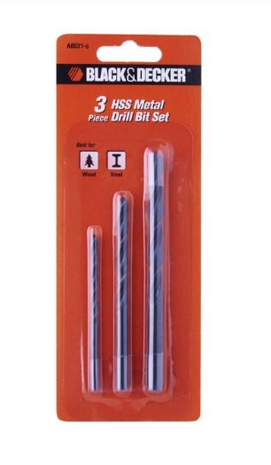 Black & Decker 3 PC HSS METAL DRILL BIT