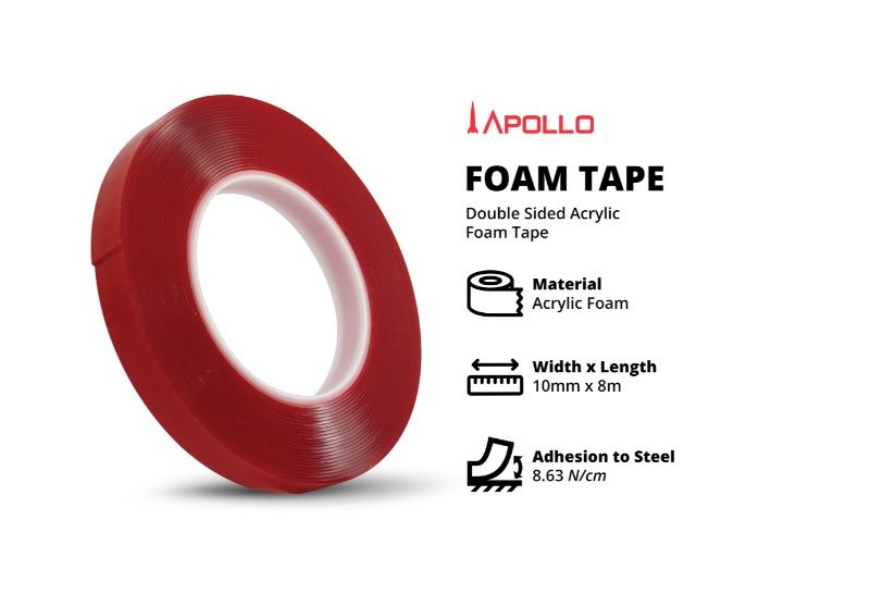 TAPE-DST ACRYLIC FOAM-APOLLO-10MMX8MX1.0MM-CLEAR