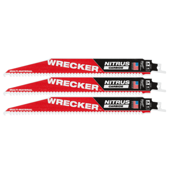 Milwaukee 9" (230mm) 6 TPI WRECKER with Nitrus Carbide SAWZALL™ Blade (3pcs) 48-00-5372