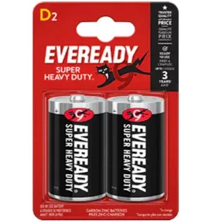 EVEREADY SUPER HEAVY DUTY BATTERIES D 1250BP2P  2FT