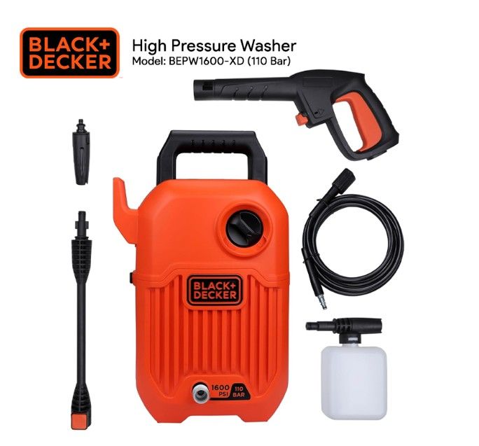 Black & Decker 1300W EPP Vertical pressure washer 1600 PSI