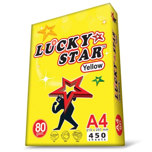 Lucky Star Yellow A4 Paper 80gsm 450 sheets