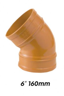 ATKC UPVC Underground Fittings 135Â° Plain Bend 6" (160MM)