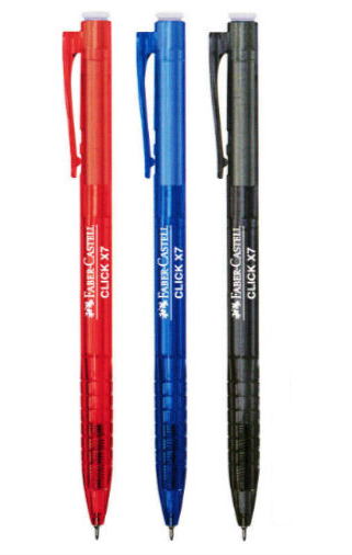 Faber-Castell Ball Pen Click X7/1422 0.7mm - Black / Blue / Red