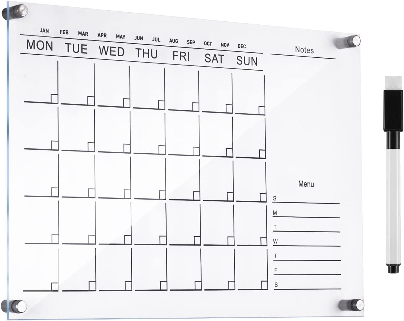 DRY ERASE A3 WHITEBOARD CALENDAR FOR WALL 40 X 30 CM