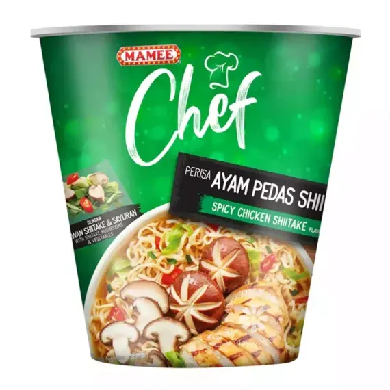 MAMEE CHEF CUP SPICY CHICKEN SHIITAKE NOODLES 62G (1 CUP)
