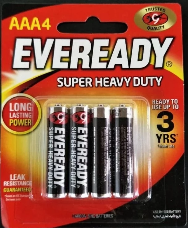 Eveready Super Heavy Duty Battery AAA Pack of 4