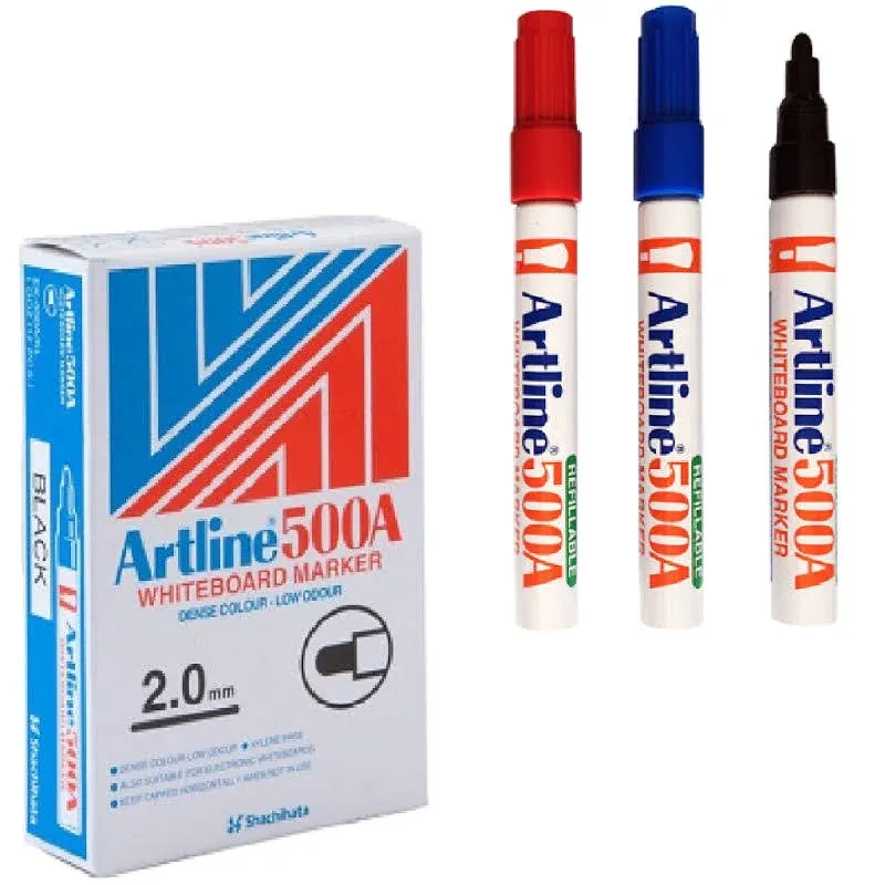 ARTLINE WHITEBOARD MARKER 500A RED/BLUE/BLACK (12PCS/BOX)