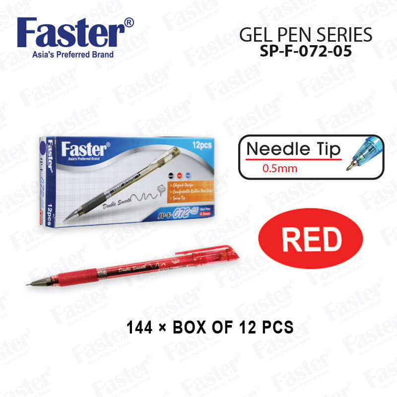 FASTER SP-F-072-05 0.5MM GEL PEN RED (12PCS/BOX)