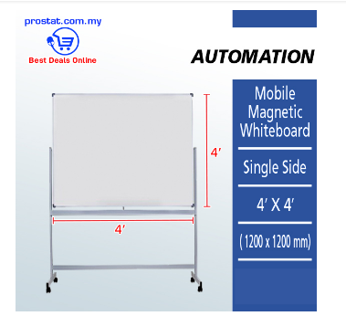 Mobile Magnetic Whiteboard – Single Side With Stand 4′ X 4′ (1200 x 1200 mm)