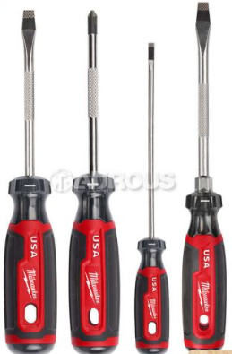 Milwaukee Cushion Grip Screwdriver Set (4pcs) (SL5/16", SL3/16", PH#2, SL1/4") MT200-4