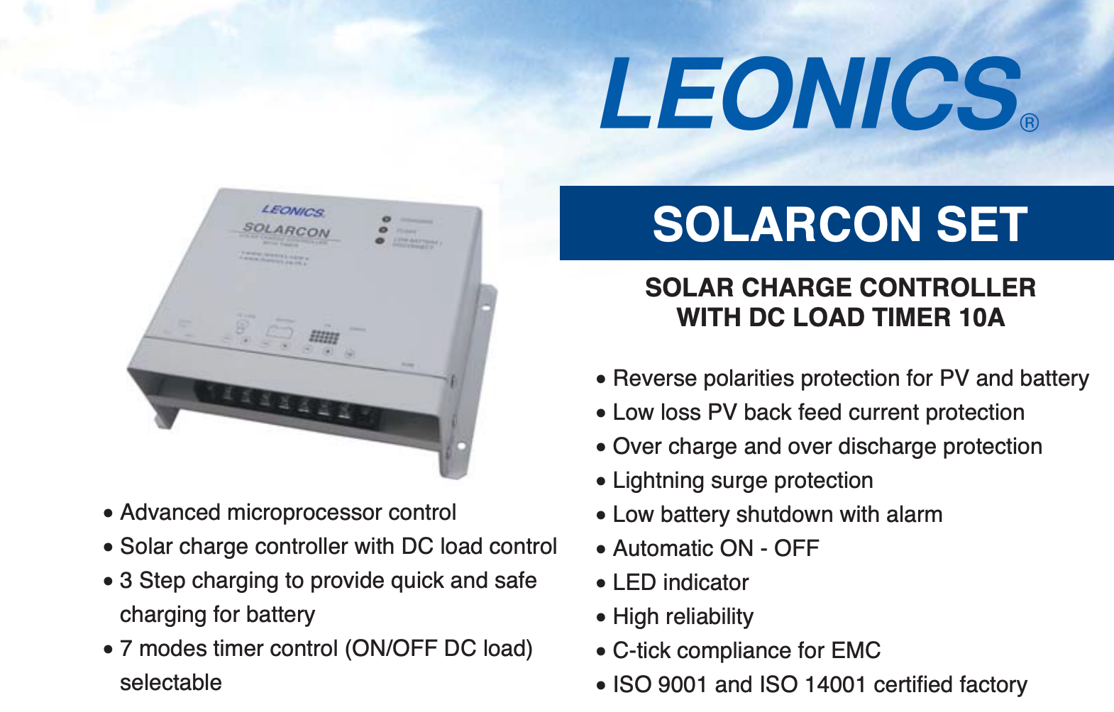 LEONICS SOLARCON SET-2430 30A SOLAR CHARGE CONTROLLER