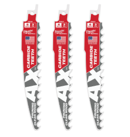 Milwaukee 6” (150mm) 3 TPI AX™ Pruning SAWZALL™ Blade w/ Carbide Teeth (3pcs) 48-00-5331