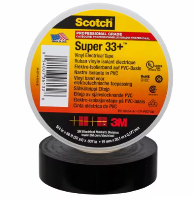 3M™ Scotch Super 33+ Vinyl Electrical Tape/Wire PVC Tape/Electrical Insulation 33 + [Black/1 roll] Made in USA ET_ EMD_