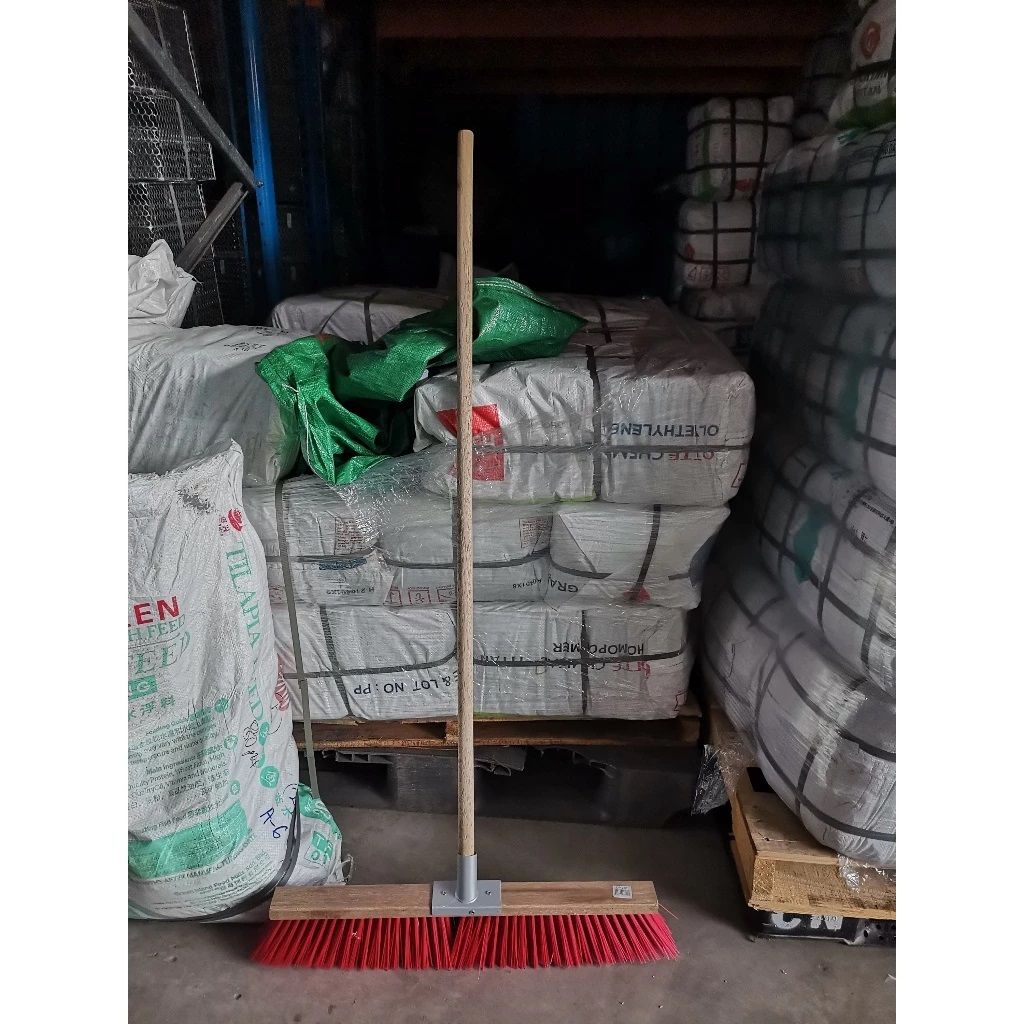 One set Medium Stiffness Multipurpose Industrial Heavy Duty Push Broom with Wooden Handle