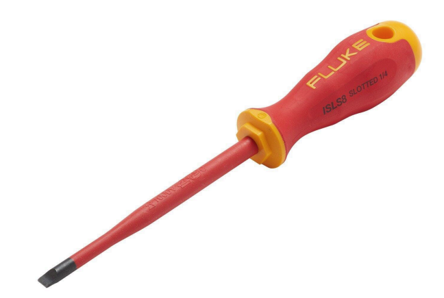 Fluke INSHT ISLS8 Isls8,insulated Slotted Screwdriver 1/4x5 In, 6 Mm X 125 Mm, 1000v